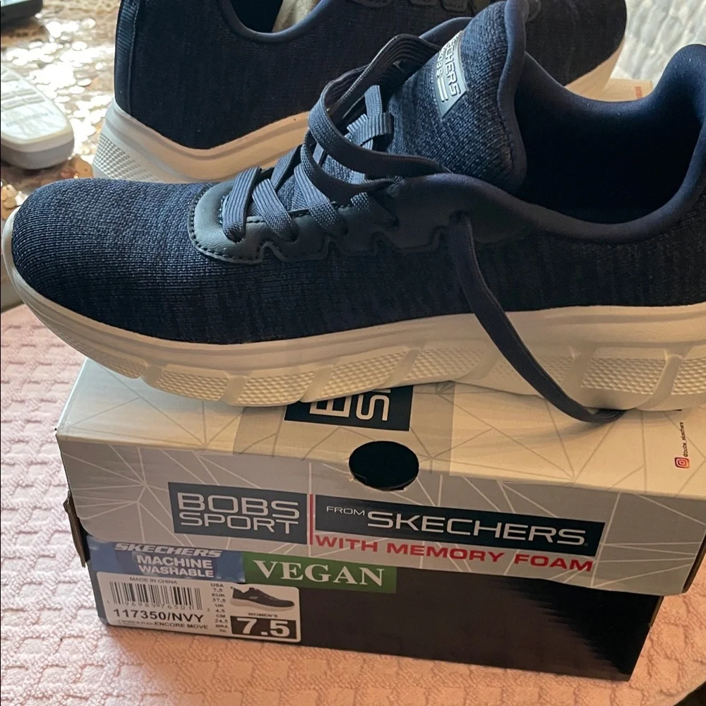 Skechers Womens  Dark Blue Sneakers Collaboration-with  Bobs Sports - Picture 11 of 12
